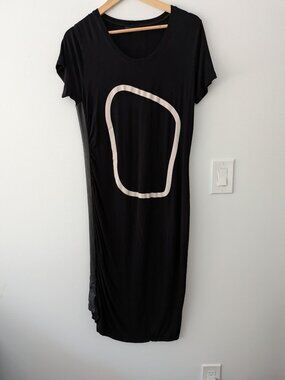 NOR Danish Designer Black Maxi T Dress Minimalist Avant-Garde - Size 12/14